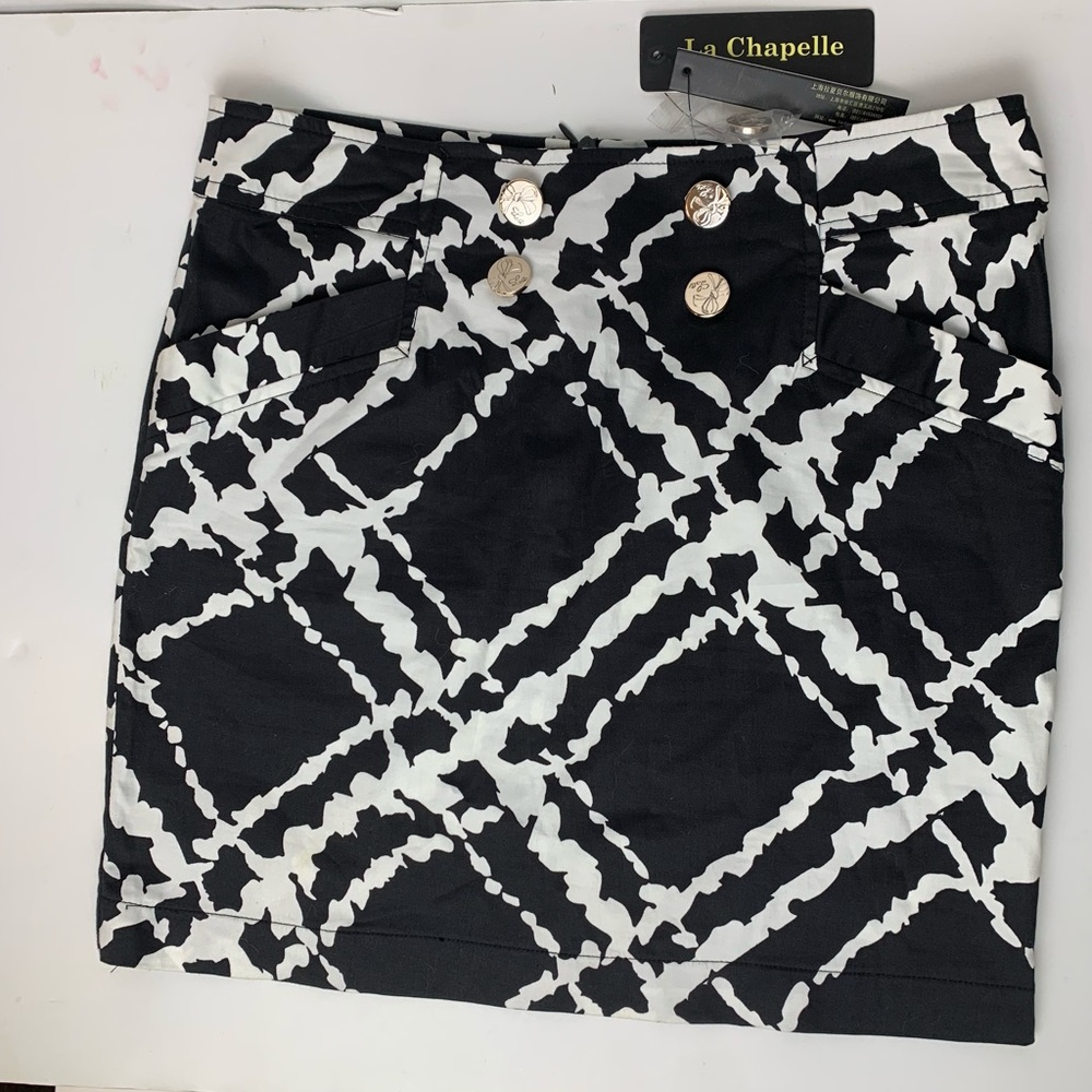 ALIX de LA CHAPELLE Mini Skirt BLK/ White SZ Small